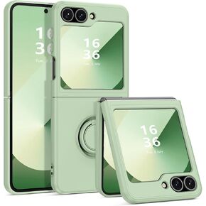 GaoBao for Samsung Galaxy Z Flip 6 5G Case, Galaxy Z Flip 6 5G Cover 6.7'', Silicone Soft Gel Rubber Bumper Shockproof Anti-Scratch Protective Case with Ring Holder Stand for Galaxy Z Flip6 5G, Black