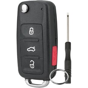 315MHZ 4 Button Reversible Car Remote Key for VW Golf GTI Eos Jetta Tiguan Touareg Passat Beetle CC 2011-2016 (ID48 Chip FCC ID: NBG010180T P/N:5K0837202AE) and Key Ring and Screwdriver