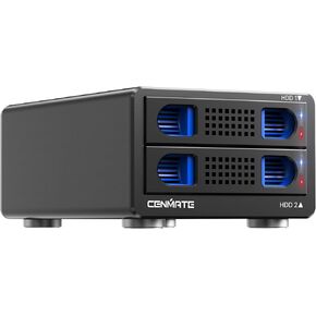 Aluminum Dual Bay Hard Drive RAID Enclosure with Cooling Fan for 2.5“/3.5" SATA HDD/SSD with USB A/C 3.0, Tool-Free HDD Enclosure, 4 RAID Mode(Support RAID 1/0/JBOD/NORMAL)