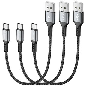 USB C Cable Short 1FT 3Pack, 12inch 3A USB to USB C Fast Charger Braided Type C Cord for Samsung Galaxy S10 S9 S8 Plus Note 9 8, Power Bank and Other USB-C Devices