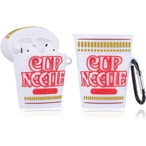 Coralogo for Airpods 1/2 Cute Case, 3D Cartoon Food Ramen Fashion Soft Silicone Airpod Shockproof Skin Funny Fun Cool Design Accessories Cover Air pods Cases for Kids Teens Girls Boys (Cup Noodle)