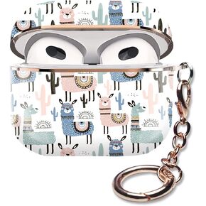 for Airpods 3 Case，Protective Shockproof Hard Case with Keychain，Cute AirPods Pro 3rd Generation Case, air pods case for Girls and Women and Men （Cow Hide+Farm Animal Brown Cowhide Skin）