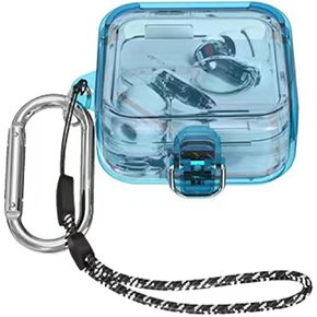 [Upgrade Lock] Case for Nothing Ear 2, VAEKNVG Shock-Absorbing Protective Armor Cover for Nothing Ear 2 Earbuds, TPU Hard Shell with Carabiner & Lanyard, Clear