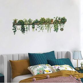 Green Potted Plant Wall Decals Vinyl Butterfly Flowers Waterproof Wall Stickers Removable Floral Wall Murals Peel and Stick Purple Flower Wall Decor for Girls Bedroom Living Room Nursery