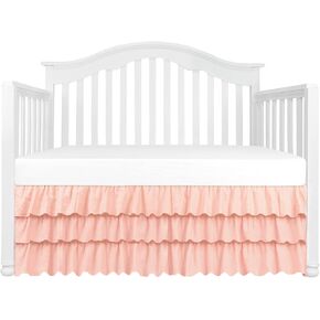 3 Tiered Ruffled Crib Skirt Baby Girl Nursery Bedding Dust Ruffle (3 Tiered Peach)…