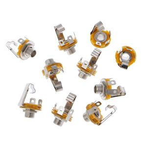 10Pcs 1/4 Inch 6.35mm Stereo Socket Jack Female Connector Panel Mount Solder