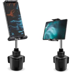 leQuiven Car Cup Holder Phone Mount Tablet Holder, Car Cradle Stand for Samsung S24 Ultra/S24/S24+/S23 Ultra/S23/S22 Ultra/S21/iPhone 16/15/14 13 12 11 Series/iPad Mini, Mobile Devices Under 8.3"