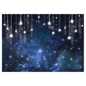 Avezano Starry Night Sky Backdrops Under The Stars Prom Party Background Universe Space Theme Birthday Party Backdrop Shining Twinkle Stars Newborn Baby Shower Banner Decorations (Blue, 83x59in)