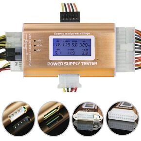 20+4 Pin LCD Computer Power Supply Tester for SATA IDE HDD ATX ITX BYI Connectors-Golden