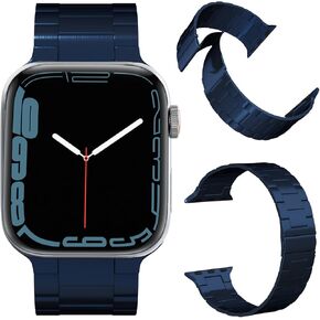 Miimall Compatible for Apple Watch Band 41mm 38mm 40mm Strap Stainless Steel Metal for Women/Men Ultra- Thin Ajustable Band Strap for Apple Watch Series 9 8 7 6 5 4 3 2 1 SE2 SE Blue