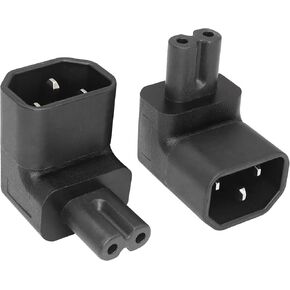 C14 to C7 Adapter YACSEJAO 90 Degree IEC 320 Male C14 to C7 Female Right Angled Power Extension Adapter, 2 Pack