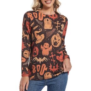 Women's Sweater Ultra-Soft Cute Large Patterns Loose Fit Casual Pullover Sweater Long Sleeve