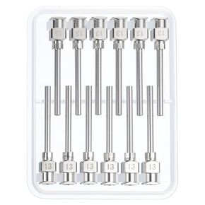 PATIKIL 8Ga x 1 Inch Stainless Steel Dispensing Needle Tips, 12Pcs Metal Glue Needle Tube Blunt Tips Luer Lock for Thick Glue Ink Lab, Silver