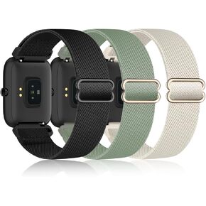3 Pack Stretchy Nylon Band Compatible with Kuizil Smart Watch Bands for Men Women, Quick Release Soft Elastic Strap Replacement Wristbands for Kuizil T70 1.91" Smartwatch