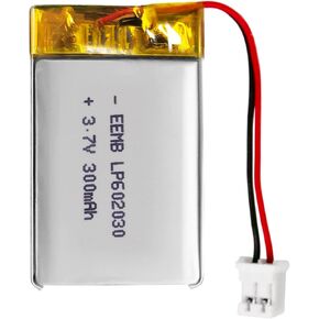 EEMB Lithium Polymer Battery 3.7V 300mAh 602030 Lipo Rechargeable Battery Pack with Wire JST Connector for Speaker and Wireless Device- Confirm Device & Connector Polarity Before Purchase