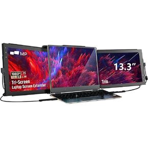 Upgraded Triple-Screen Laptop Monitors 13.3" Two Built-in Sliding 1080p Full HD displays 20% thinner & 1 Pound Lighter Freestanding functionality with Built-in Kickstand