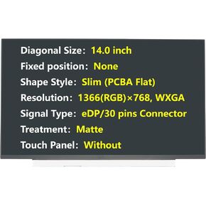 استبدال شاشة جديدة لجهاز Lenovo Thinkpad T490 T495 T14 P/N 01YN142، N140BGA-EA4 Rev.C2، NT140WHM-N43، B140XTN07.2، 14.0 بوصة eDP 30 دبابيس، لوحة عرض كمبيوتر محمول LED عالية الدقة لا تعمل باللمس
