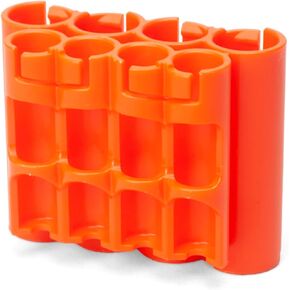 AA + AAA Combo Battery Storage Caddy, Orange, Holds 4 AA + 4 AAA Batteries (Not Included)