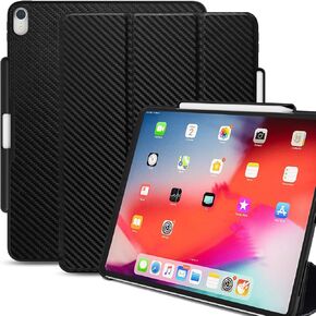 KHOMO iPad Mini 5 Case with Pen Holder - Dual Charcoal Grey Super Slim Cover with Rubberized Back and Smart Feature (Sleep/Wake)