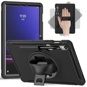 Protective Case for Samsung Galaxy Tab S9 Plus/S8 Plus/S7Plus/S7FE/S9 FE Plus, 12.4'' Tablet Cover with Kickstand, Hand Strap, Stylus Holder, Pink