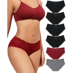 Aijolen Cotton Underwear for Women Breathable Lace Bikini Panties Women's Hipster Underpants S-XL