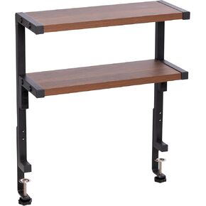 12.6 inch Clamp on Desk Shelf, 2-Tier Shelving Unit Table Organizer Above or Below Desk, Storage Tray, Desk Accessories & Workspace Organizers Desktop Storage Table Extender for Office Home