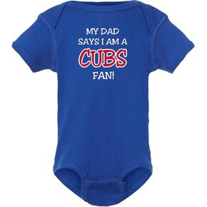 Curiositees My Dad Says I am a Cubs Fan Baby Boy Bodysuit Romper - Royal