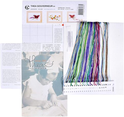 Thea Gouverneur - Counted Cross Stitch Kit - Butterfly-Nasturtium - Aida - 18 Count - Embroidery Kit for Adults - DMC Embroidery Threads and Other Cross Stitch Supplies Included - 437A in Kuwait