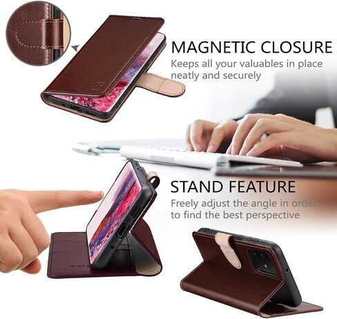 حافظة محفظة Belemay Galaxy S20، حافظة من جلد البقر الطبيعي [RFID Blocking] غطاء قلاب واقٍ مضاد للصدمات، مسند إغلاق مغناطيسي مناسب لهاتف Samsung Galaxy S20 5G (6.2 بوصة)، أزرق in Kuwait