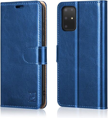 حافظة محفظة Belemay Galaxy S20، حافظة من جلد البقر الطبيعي [RFID Blocking] غطاء قلاب واقٍ مضاد للصدمات، مسند إغلاق مغناطيسي مناسب لهاتف Samsung Galaxy S20 5G (6.2 بوصة)، أزرق in Kuwait