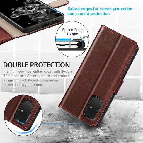 حافظة محفظة Belemay Galaxy S20، حافظة من جلد البقر الطبيعي [RFID Blocking] غطاء قلاب واقٍ مضاد للصدمات، مسند إغلاق مغناطيسي مناسب لهاتف Samsung Galaxy S20 5G (6.2 بوصة)، أزرق in Kuwait