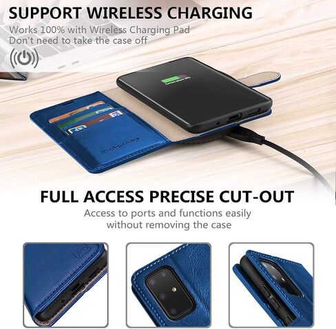 حافظة محفظة Belemay Galaxy S20، حافظة من جلد البقر الطبيعي [RFID Blocking] غطاء قلاب واقٍ مضاد للصدمات، مسند إغلاق مغناطيسي مناسب لهاتف Samsung Galaxy S20 5G (6.2 بوصة)، أزرق in Kuwait