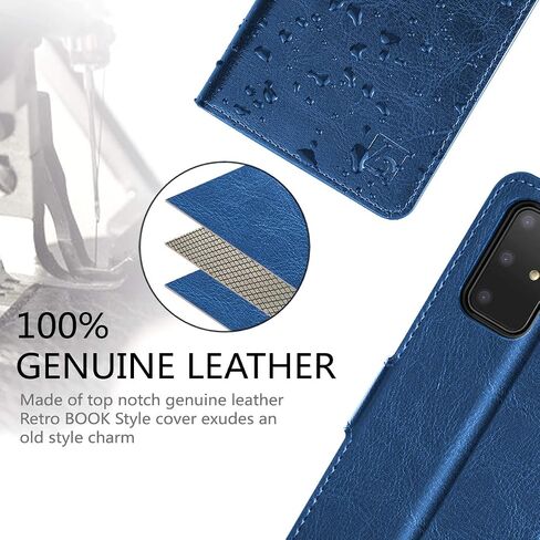 حافظة محفظة Belemay Galaxy S20، حافظة من جلد البقر الطبيعي [RFID Blocking] غطاء قلاب واقٍ مضاد للصدمات، مسند إغلاق مغناطيسي مناسب لهاتف Samsung Galaxy S20 5G (6.2 بوصة)، أزرق in Kuwait