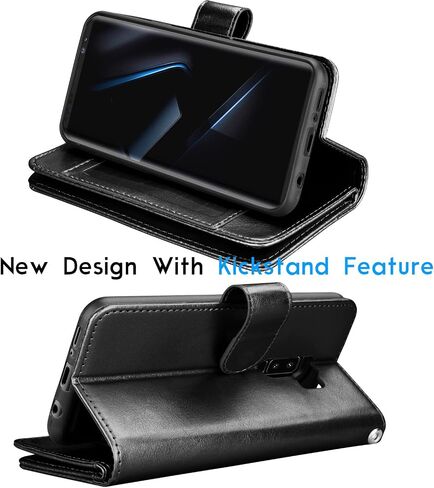 Tekcoo Galaxy S9 Plus Case, S9 Plus Wallet Case/Samsung Galaxy S9+ PU Leather Case, Luxury Credit Card Slots Holder Carrying Folio Flip Cover [Detachable Magnetic Hard Case] Kickstand - Black in Saudi Arabia