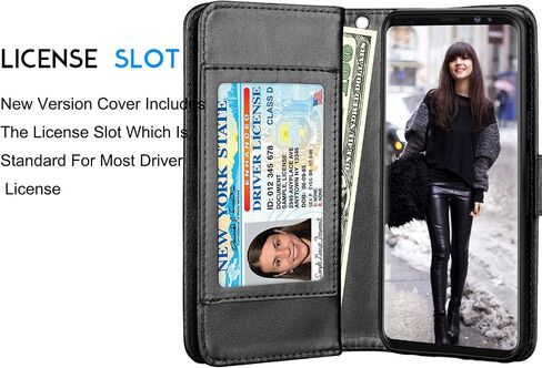 Tekcoo Galaxy S9 Plus Case, S9 Plus Wallet Case/Samsung Galaxy S9+ PU Leather Case, Luxury Credit Card Slots Holder Carrying Folio Flip Cover [Detachable Magnetic Hard Case] Kickstand - Black in Saudi Arabia