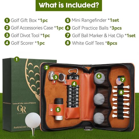 Golf Patriot Fathers Day Dad Gifts for Men from Daughter Son Wife - Golf Accessories Set include Golf Balls, Golf Tees, Golf Club Brush, Golf Ball Clamp, Ball Marker Set, Golf marker Clip & Pens in Saudi Arabia