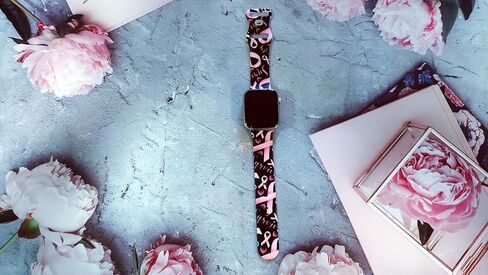 Pink Ribbon Watch Band Compatible with Apple Watch, Iwatch Bands Wristbands Soft Silicone Strap Adjustable Replacement for Series 8/7/6/5/4/3/2/1/SE for Women Girls in Saudi Arabia