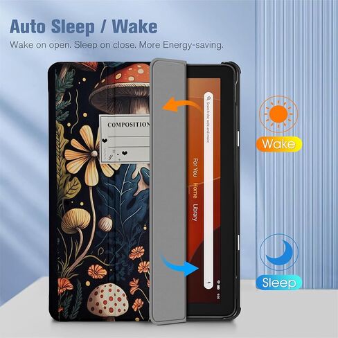حافظة لجهاز Amazon Kindle Fire HD 10 Tablet (الجيل الثالث عشر، إصدار 2023)، غطاء خلفي ثلاثي الطي لعشاق الكتب مع تنبيه/غفو تلقائي، فصل واحد فقط in Kuwait