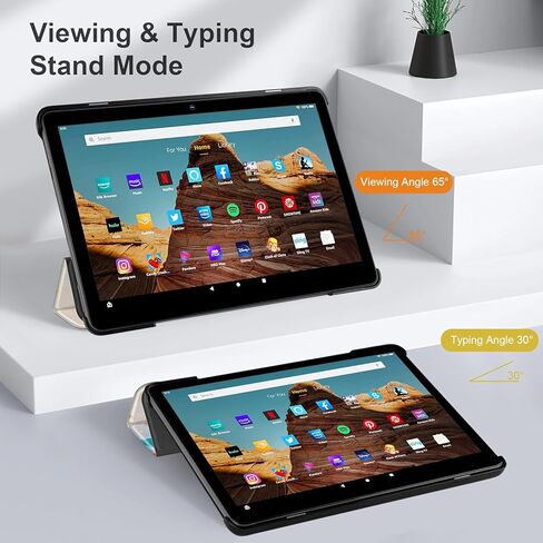 حافظة لجهاز Amazon Kindle Fire HD 10 Tablet (الجيل الثالث عشر، إصدار 2023)، غطاء خلفي ثلاثي الطي لعشاق الكتب مع تنبيه/غفو تلقائي، فصل واحد فقط in Kuwait