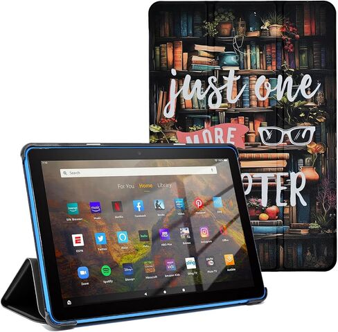 حافظة لجهاز Amazon Kindle Fire HD 10 Tablet (الجيل الثالث عشر، إصدار 2023)، غطاء خلفي ثلاثي الطي لعشاق الكتب مع تنبيه/غفو تلقائي، فصل واحد فقط in Kuwait