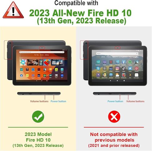 حافظة لجهاز Amazon Kindle Fire HD 10 Tablet (الجيل الثالث عشر، إصدار 2023)، غطاء خلفي ثلاثي الطي لعشاق الكتب مع تنبيه/غفو تلقائي، فصل واحد فقط in Kuwait
