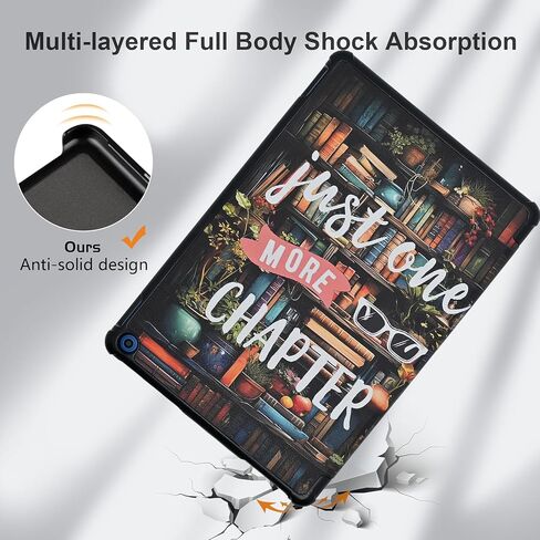 حافظة لجهاز Amazon Kindle Fire HD 10 Tablet (الجيل الثالث عشر، إصدار 2023)، غطاء خلفي ثلاثي الطي لعشاق الكتب مع تنبيه/غفو تلقائي، فصل واحد فقط in Kuwait
