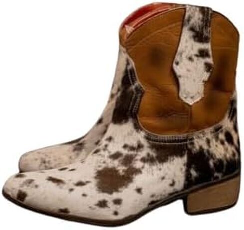 JOHNNY Cow Hair Boot: Iconic Western Elegance with a Modern Twist for the Fashion-Forward Woman Ankle Bootie Hand Made Americana Low Heal Easy On and Off YKK Zipper in Saudi Arabia