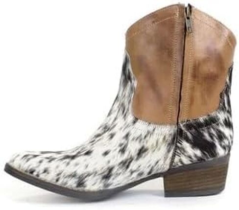 JOHNNY Cow Hair Boot: Iconic Western Elegance with a Modern Twist for the Fashion-Forward Woman Ankle Bootie Hand Made Americana Low Heal Easy On and Off YKK Zipper in Saudi Arabia