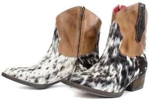 JOHNNY Cow Hair Boot: Iconic Western Elegance with a Modern Twist for the Fashion-Forward Woman Ankle Bootie Hand Made Americana Low Heal Easy On and Off YKK Zipper in Saudi Arabia