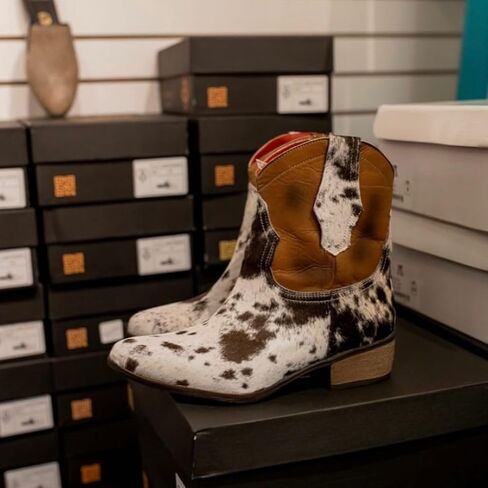 JOHNNY Cow Hair Boot: Iconic Western Elegance with a Modern Twist for the Fashion-Forward Woman Ankle Bootie Hand Made Americana Low Heal Easy On and Off YKK Zipper in Saudi Arabia