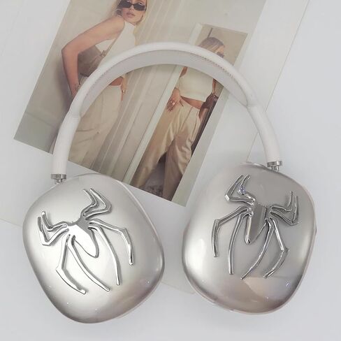 غطاء حماية لسماعات AirPods Max، مضاد للخدش، غطاء حماية فائق مع 4 قطع عنكبوت ديكور فضي وأسود لسماعات Apple AirPods Max in Saudi Arabia