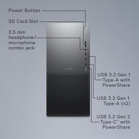 Dell XPS 8960 Desktop Computer, 13th Gen Intel i7-13700 Processor, 64GB DDR5 RAM, 4TB PCIe SSD, Intel UHD Graphics 770, USB-C, DisplayPort, Killer Wi-Fi, SD Card Reader, Windows 11, Black in Saudi Arabia