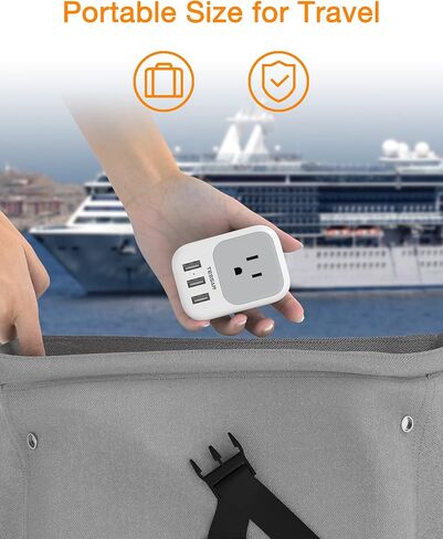 USB Wall Charger, TESSAN Outlet Splitter with 4 AC Outlets Extender and 3 USB (2 USB C Blocks), Multi Plug Expander Charging Station for Cruise, Home, Office, Dorm Room Essentials in Kuwait