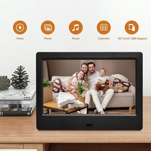 8 Inch Digital Picture Frame, Plug in USB or SD Digital Photo Frame, HD Display with Remote Control, Video and Music Support, Slideshow, Wall Mountable, for Seniors in Saudi Arabia